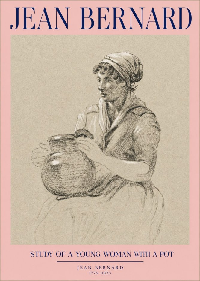 Jean Bernard Study of a Young Woman with a Pot No2 - Affiche