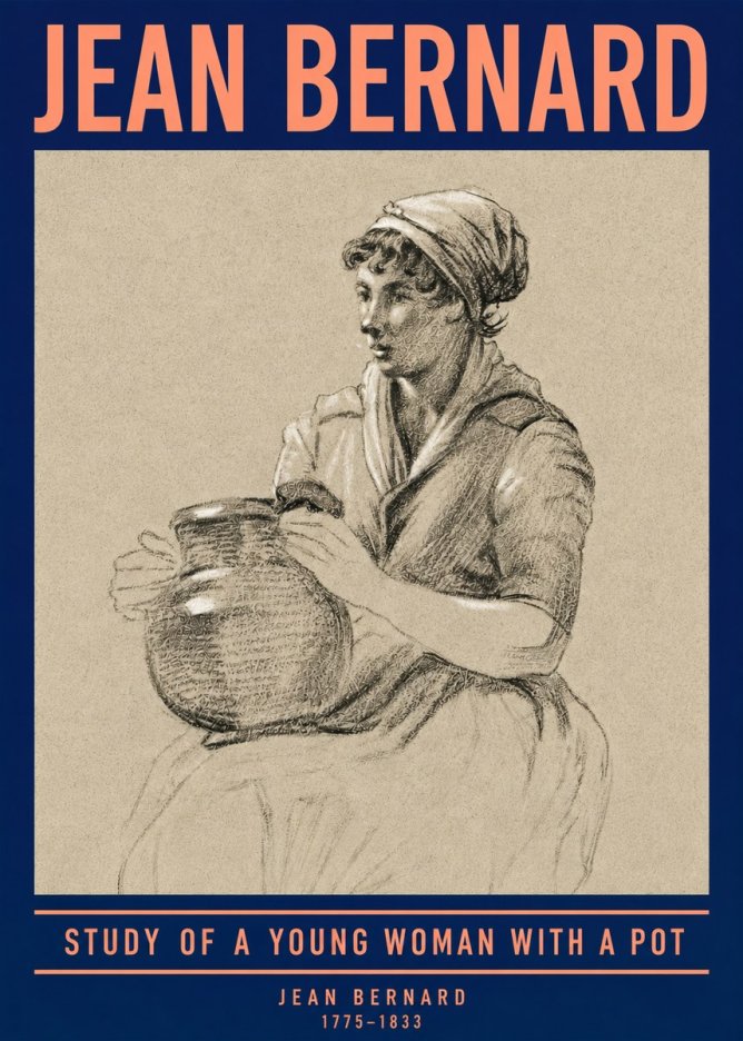 Jean Bernard Study of a Young Woman with a Pot No4 - Affiche