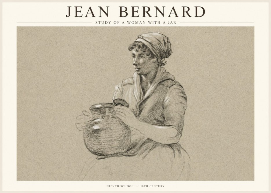 Jean Bernard Study of a Young Woman with a Pot No5 - Affiche