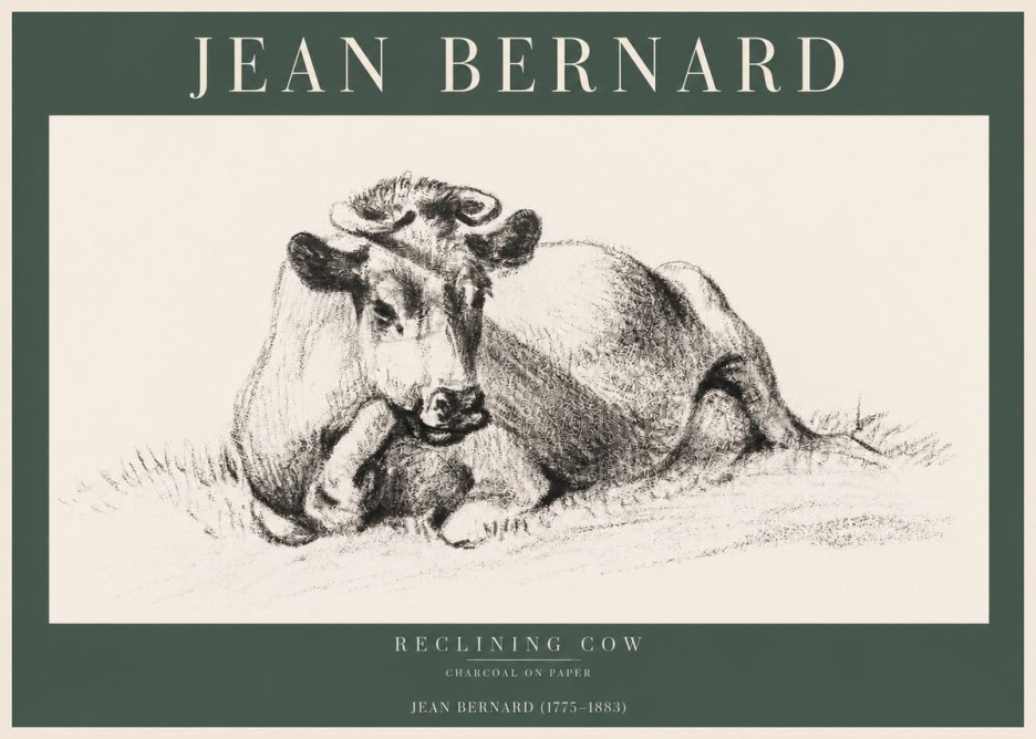 Jean Bernard Reclining Cow I No2 - Affiche
