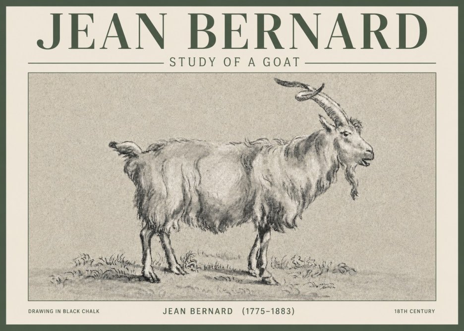 Jean Bernard Study of a Goat II No3 - Affiche