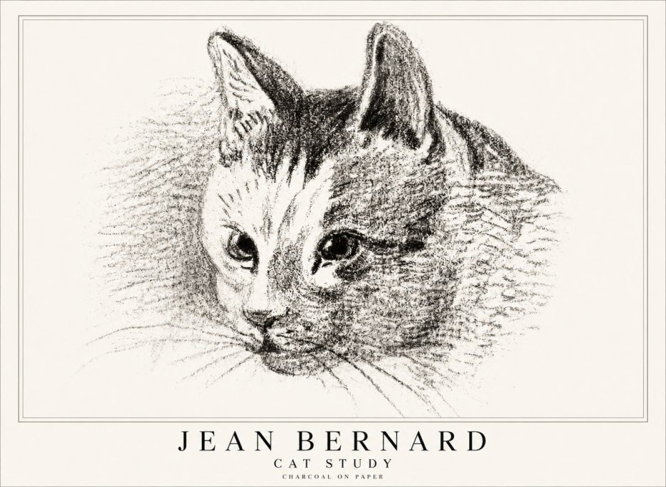 Jean Bernard Cat Study III No1 - Affiche