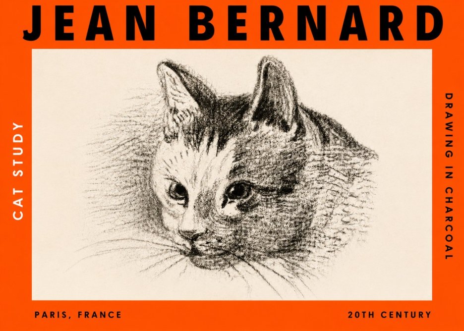 Jean Bernard Cat Study III No3 - Affiche