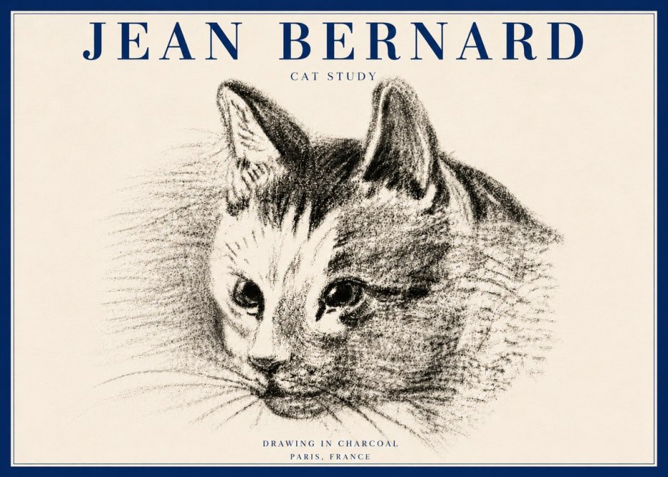 Jean Bernard Cat Study III No6 - Affiche