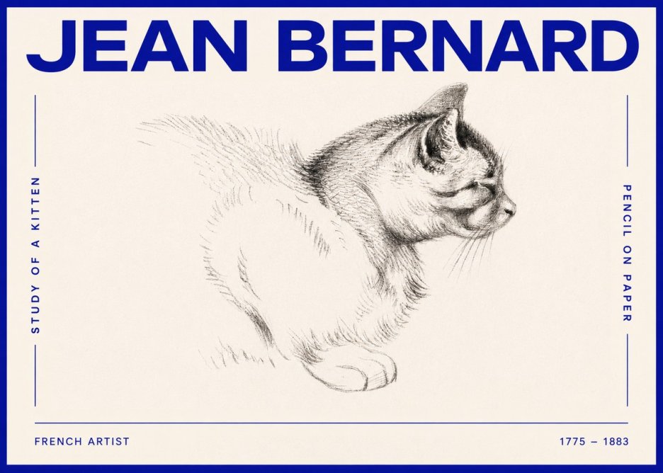 Jean Bernard Study of a Kitten II No4 - Affiche