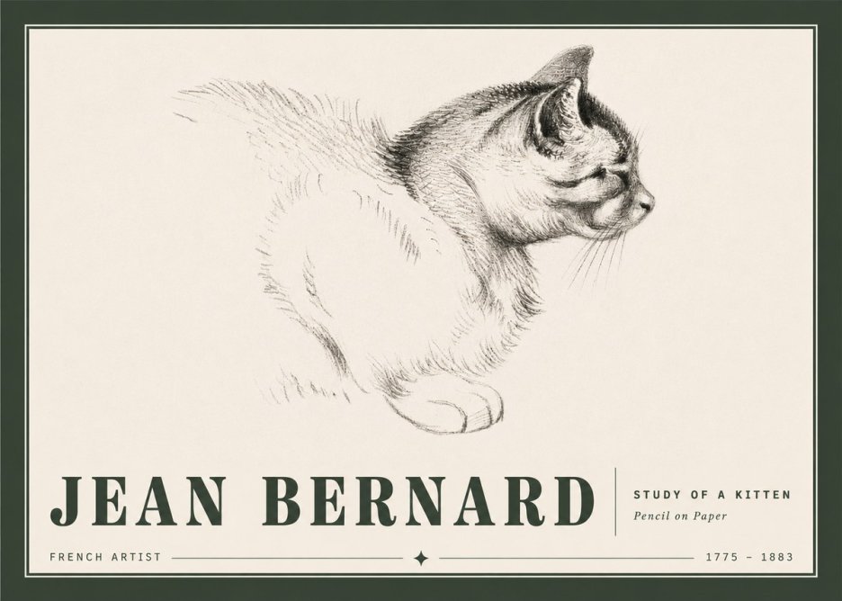 Jean Bernard Study of a Kitten II No5 - Affiche