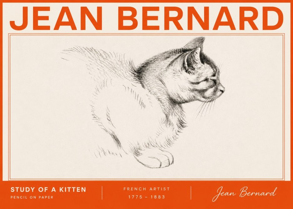 Jean Bernard Study of a Kitten II No6 - Affiche