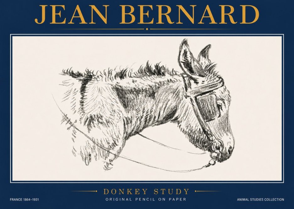 Jean Bernard Donkey Study II No4 - Affiche