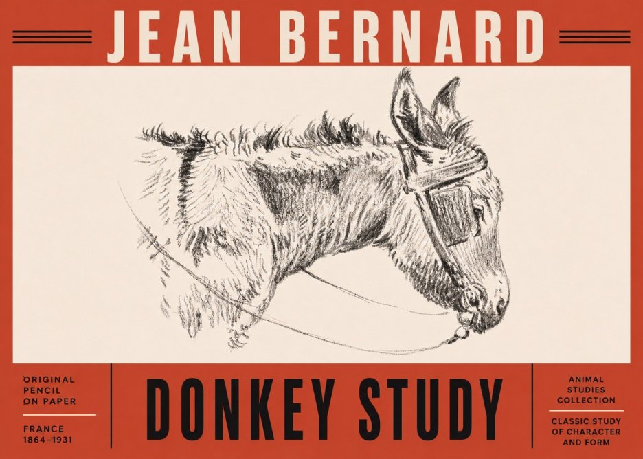 Jean Bernard Donkey Study II No5 - Affiche