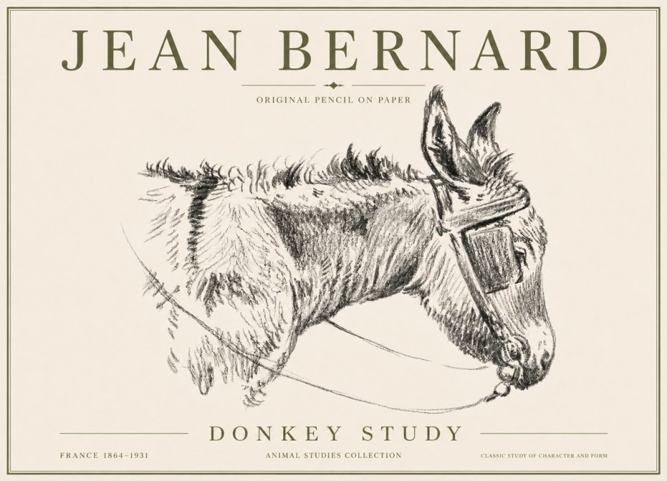 Jean Bernard Donkey Study II No6 - Affiche