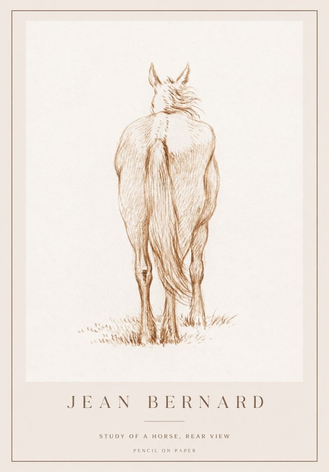 Jean Bernard Study of a Horse, Rear View No1 - Affiche
