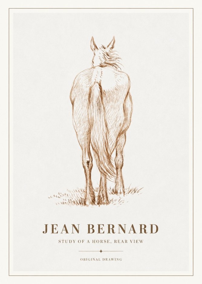 Jean Bernard Study of a Horse, Rear View No2 - Affiche