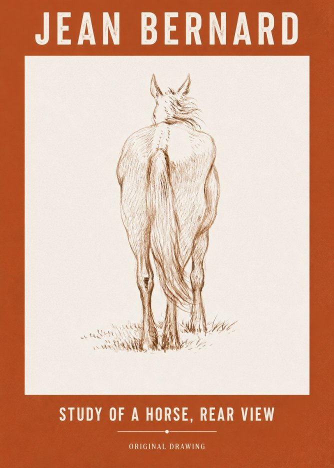 Jean Bernard Study of a Horse, Rear View No3 - Affiche