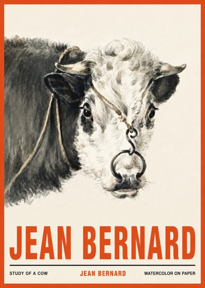 Jean Bernard Study of a Cow I No4 - Affiche