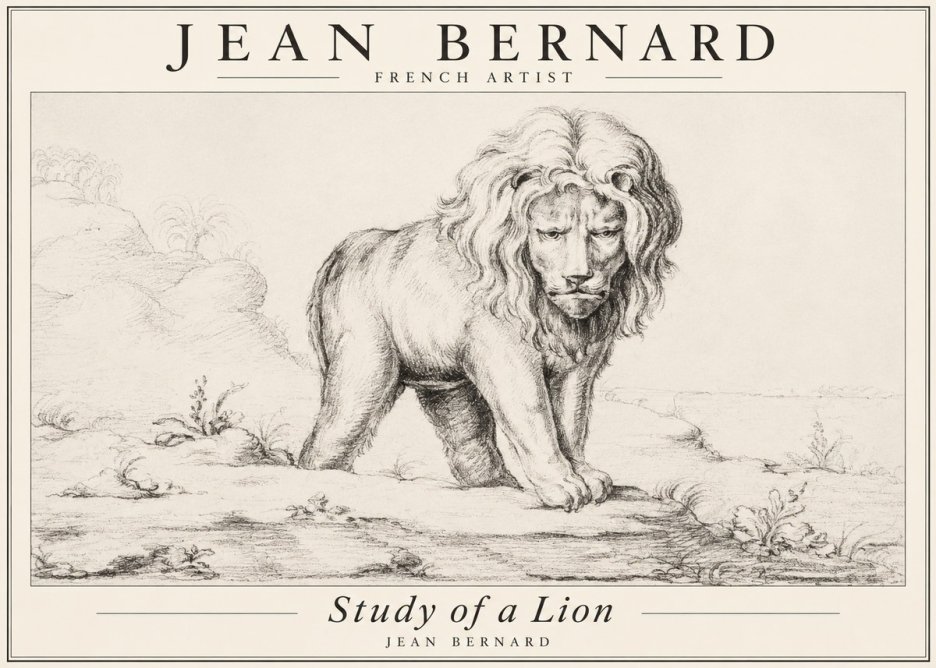 Jean Bernard Study of a Lion I No3 - Affiche