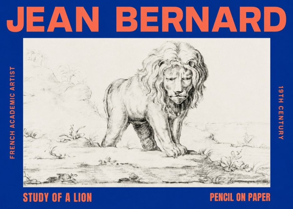 Jean Bernard Study of a Lion I No6 - Affiche