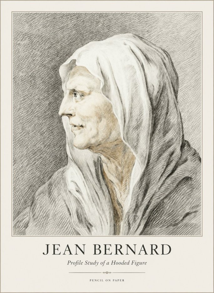 Jean Bernard Profile Study of a Hooded Figure No1 - Affiche