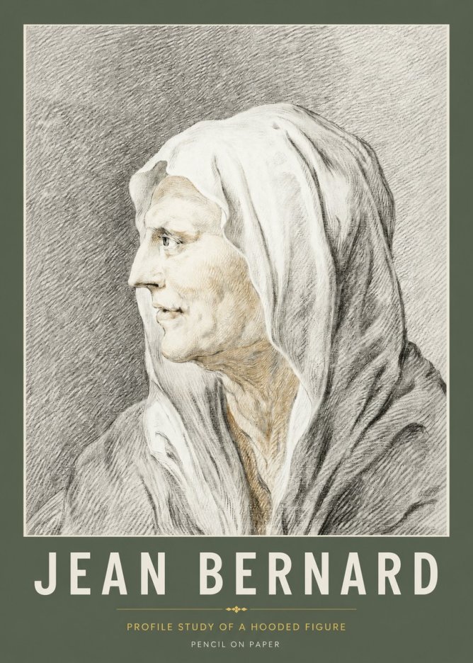 Jean Bernard Profile Study of a Hooded Figure No2 - Affiche
