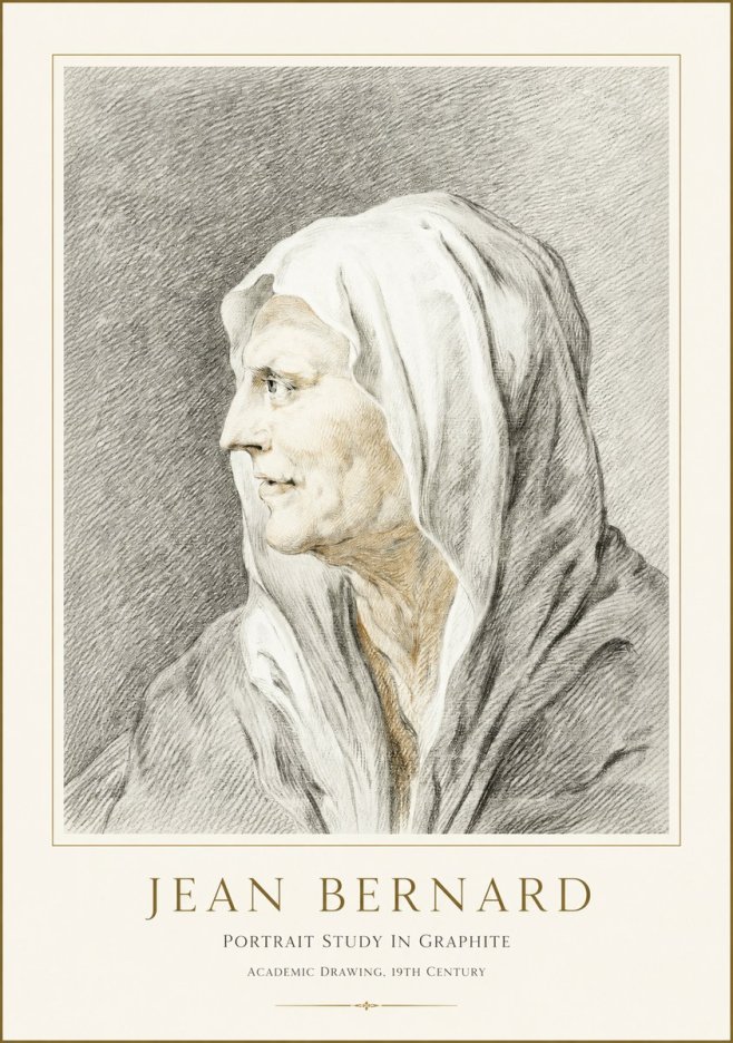 Jean Bernard Profile Study of a Hooded Figure No3 - Affiche