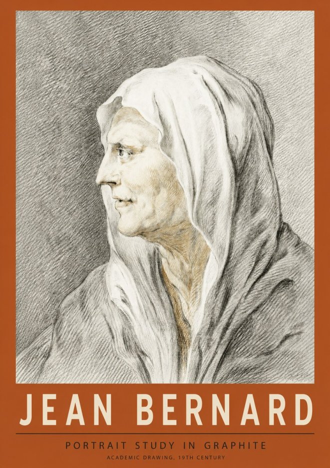 Jean Bernard Profile Study of a Hooded Figure No4 - Affiche