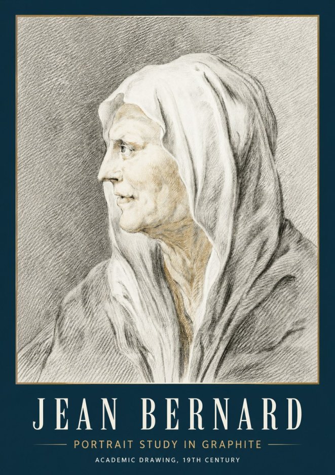 Jean Bernard Profile Study of a Hooded Figure No5 - Affiche