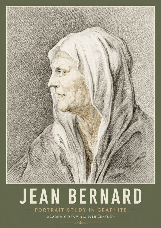 Jean Bernard Profile Study of a Hooded Figure No6 - Affiche