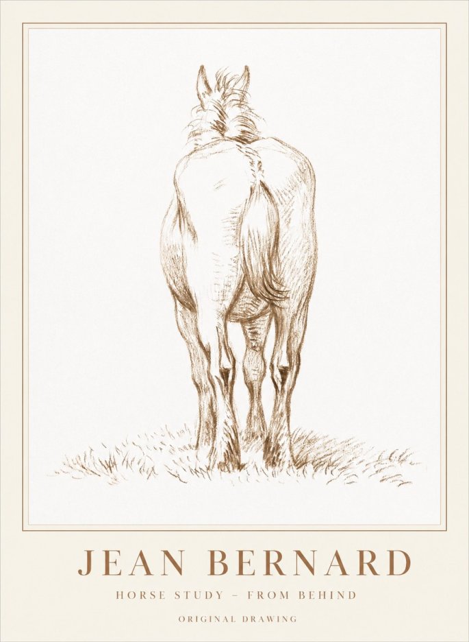 Jean Bernard Horse Study - from Behind No1 - Affiche
