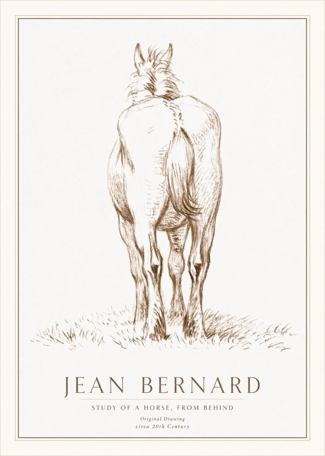 Jean Bernard Horse Study - from Behind No2 - Affiche