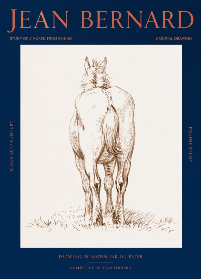 Jean Bernard Horse Study - from Behind No3 - Affiche