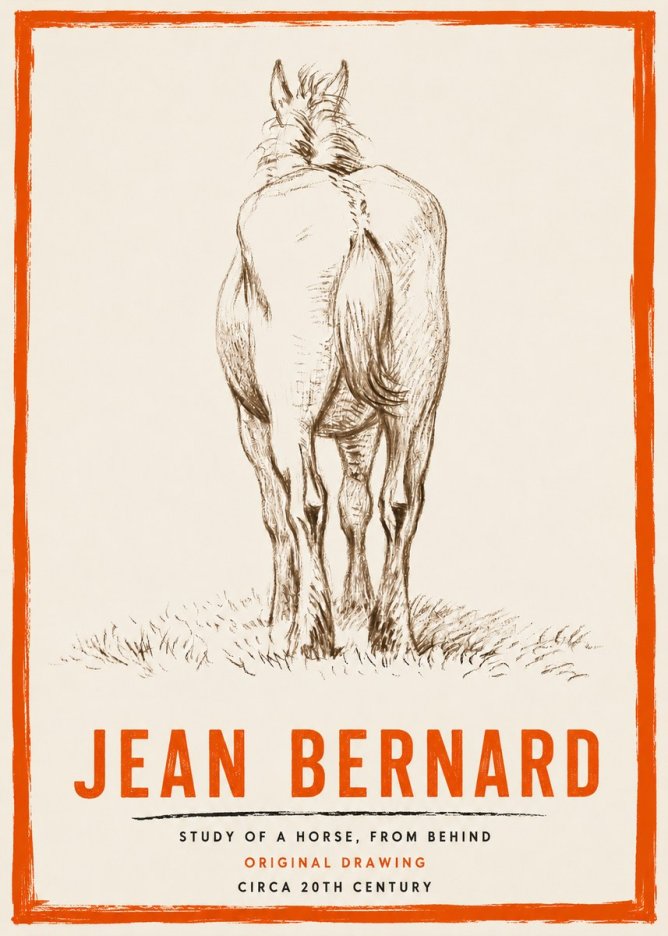 Jean Bernard Horse Study - from Behind No4 - Affiche