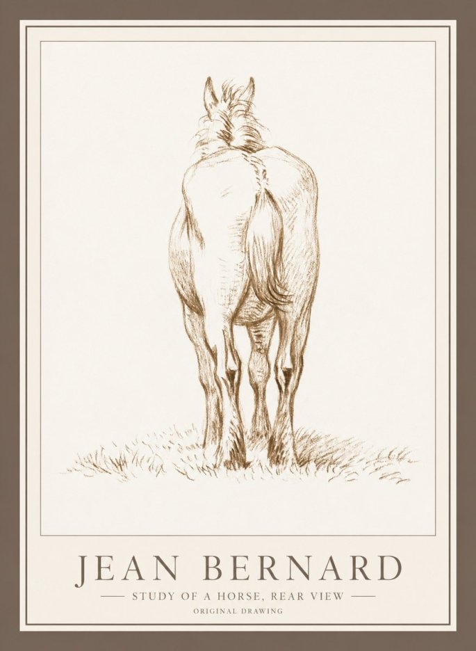 Jean Bernard Horse Study - from Behind No5 - Affiche