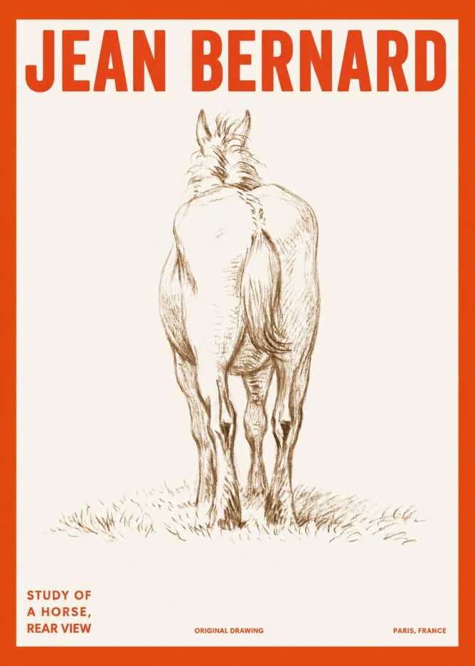 Jean Bernard Horse Study - from Behind No6 - Affiche