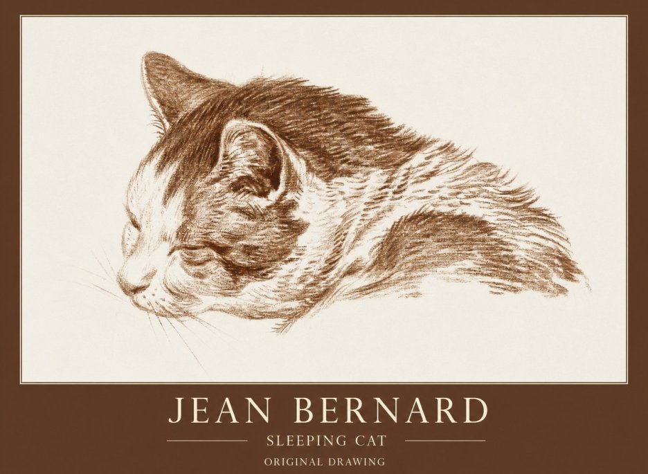 Jean Bernard Sleeping Cat II No1 - Affiche