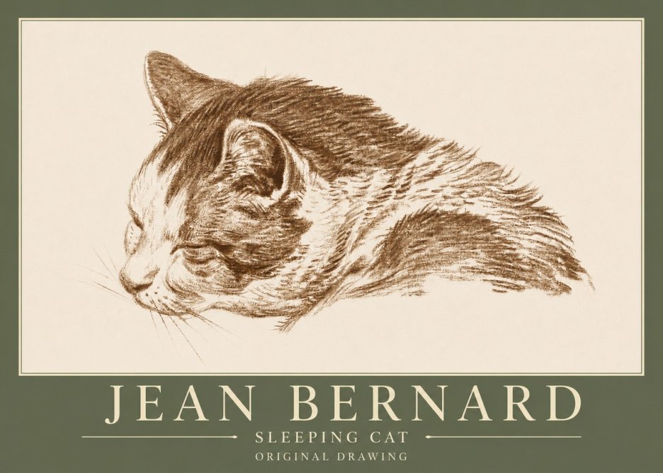 Jean Bernard Sleeping Cat II No3 - Affiche
