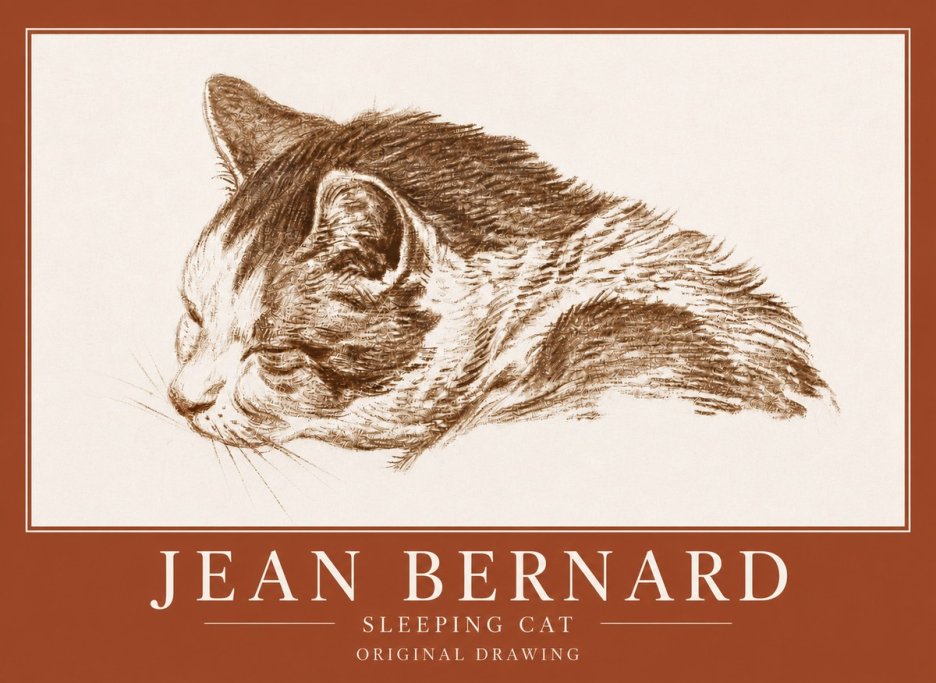 Jean Bernard Sleeping Cat II No4 - Affiche