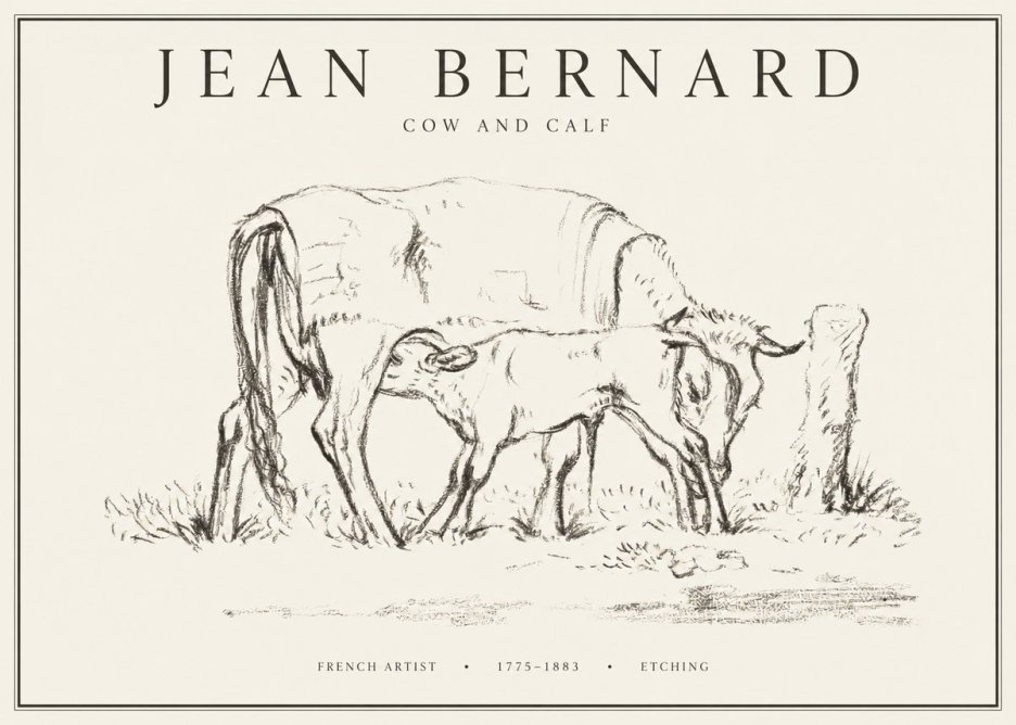Jean Bernard Cow and Calf I No1 - Affiche