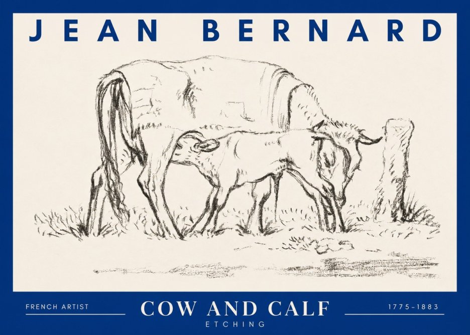 Jean Bernard Cow and Calf I No2 - Affiche