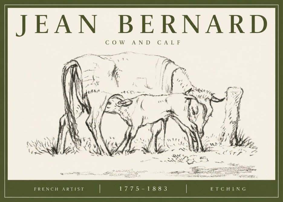 Jean Bernard Cow and Calf I No3 - Affiche