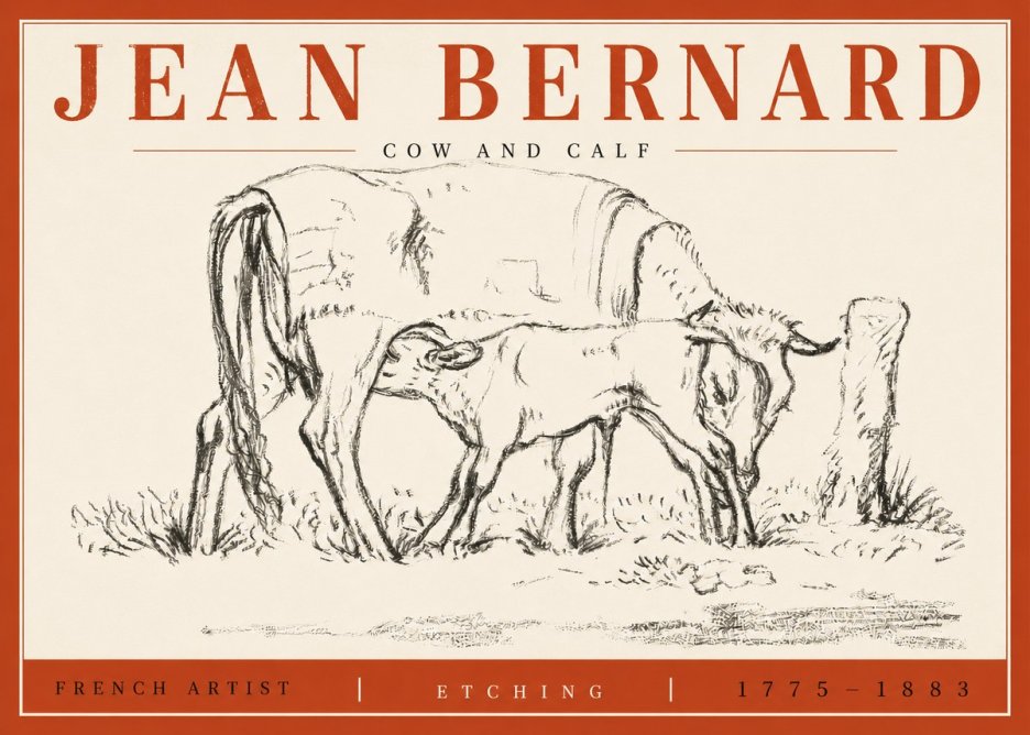 Jean Bernard Cow and Calf I No4 - Affiche