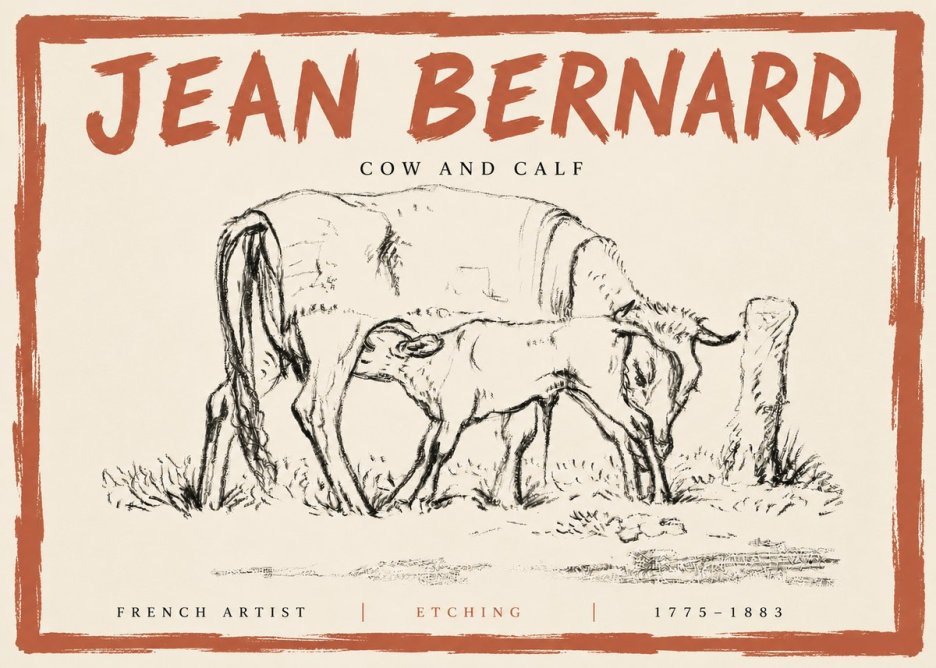 Jean Bernard Cow and Calf I No5 - Affiche