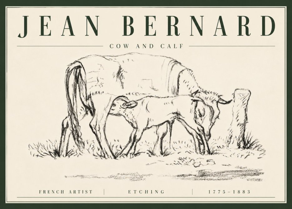 Jean Bernard Cow and Calf I No6 - Affiche