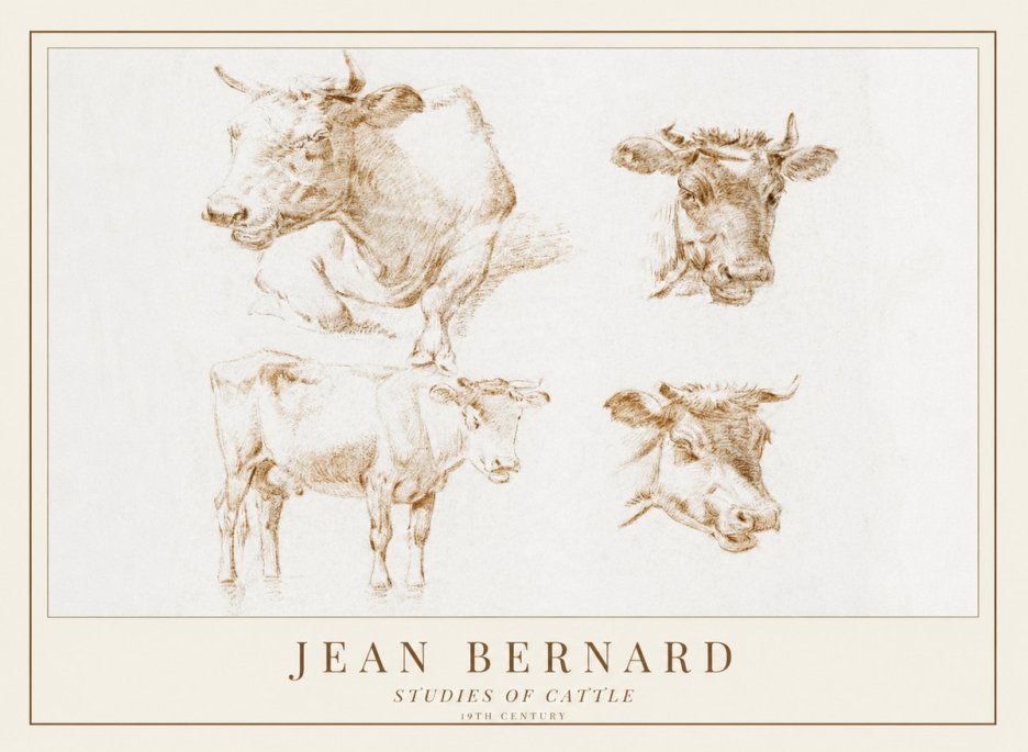 Jean Bernard Studies of Cattle II No1 - Affiche