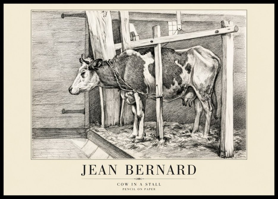 Jean Bernard Cow in a Stall No1 - Affiche