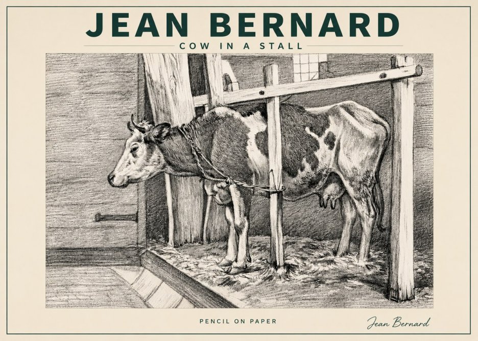 Jean Bernard Cow in a Stall No3 - Affiche