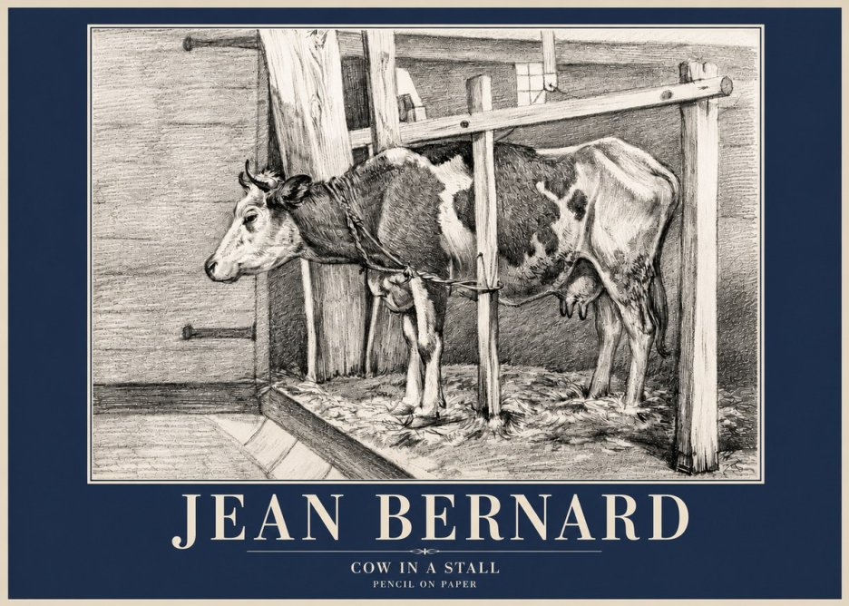 Jean Bernard Cow in a Stall No4 - Affiche