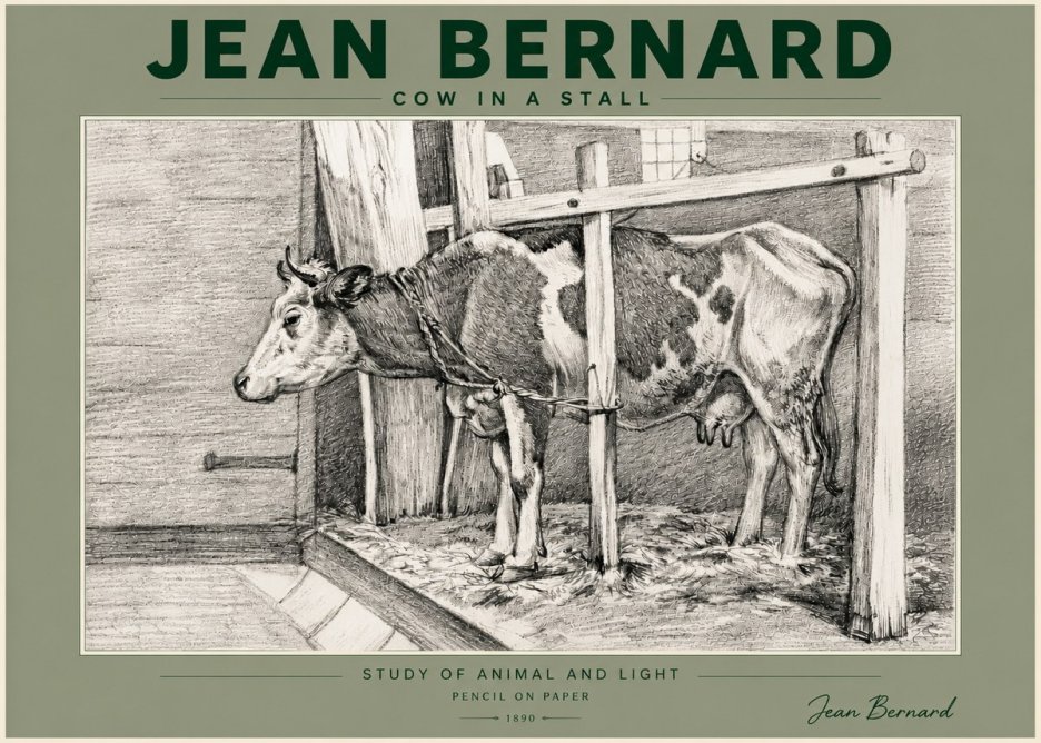 Jean Bernard Cow in a Stall No5 - Affiche