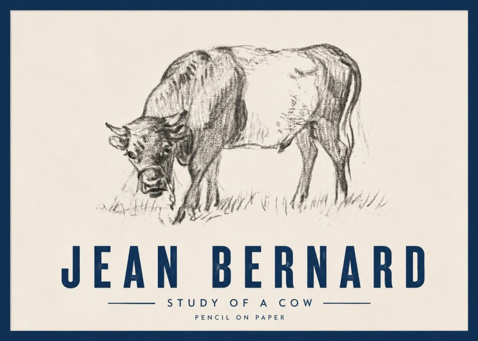 Jean Bernard Study of a Cow II No4 - Affiche