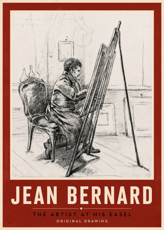 Jean Bernard The Artist at His Easel No5 - Affiche