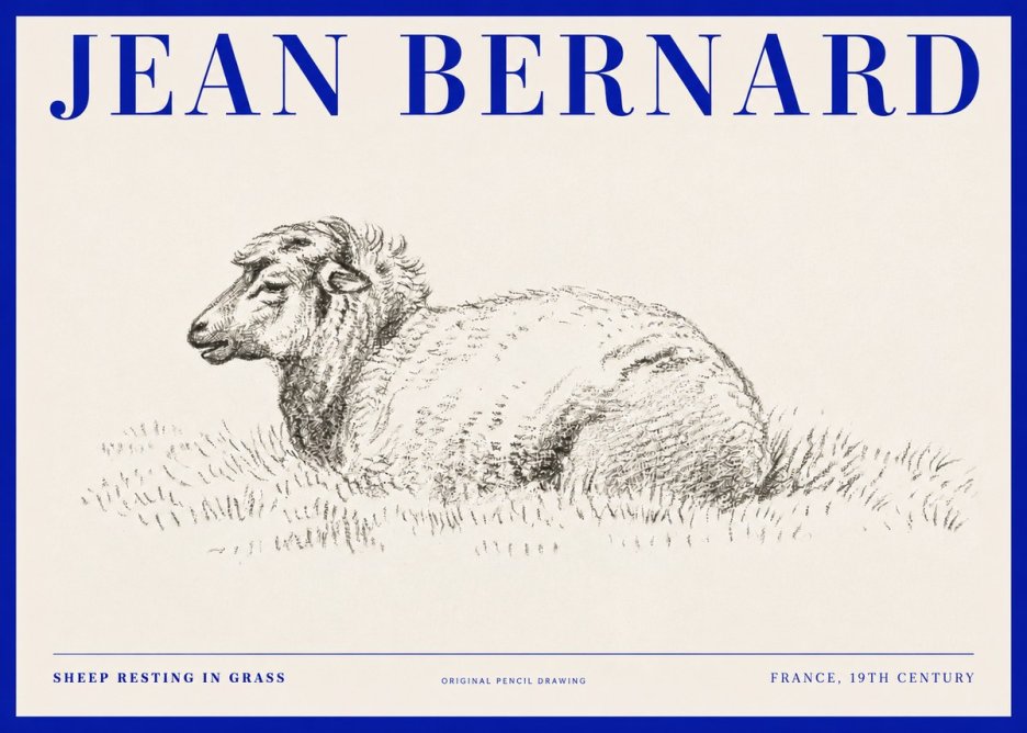 Jean Bernard Sheep Resting in Grass No2 - Affiche