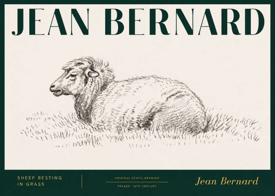 Jean Bernard Sheep Resting in Grass No3 - Affiche